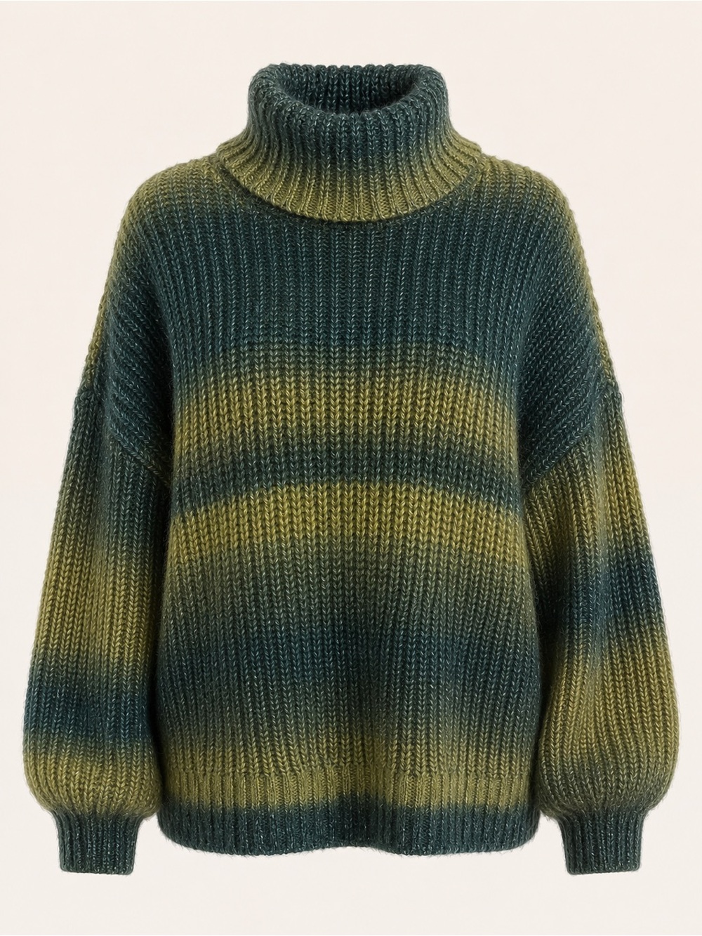 Old Navy Chunky Knit Turtleneck Sweater Large Green Brushed Halo Oversized Cozy - Picture 8 of 11